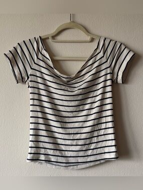 Ralph Lauren Navy Black and White Stripped Shirt